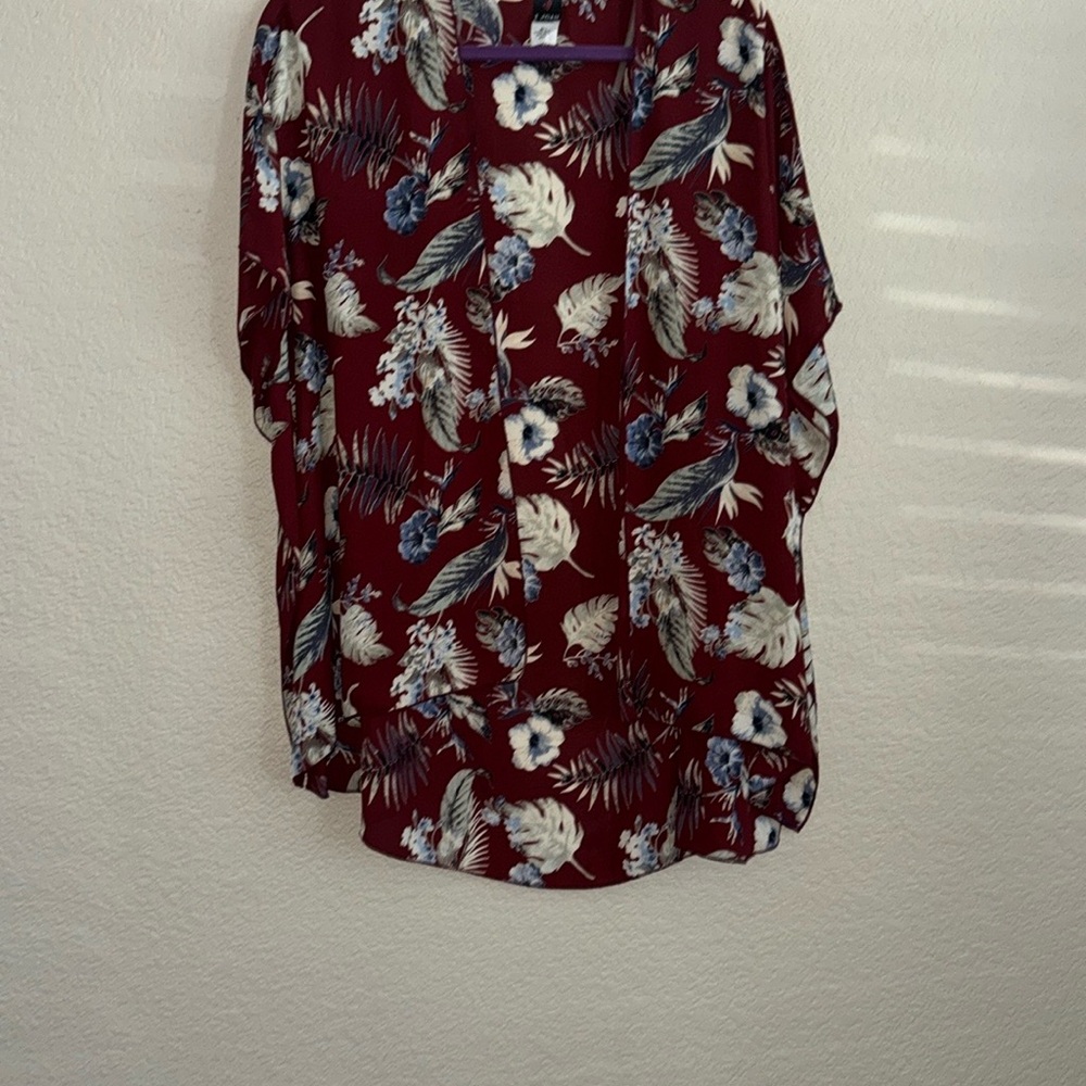 Elegant Burgundy Floral Blouse